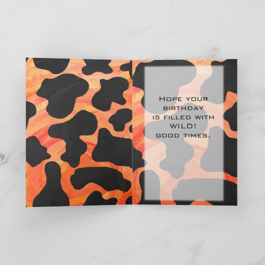 Oranje en zwart Zebra monogram Kaart (Binnen)