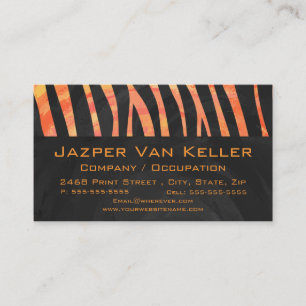 Oranje en zwart Zebra monogram Visitekaartje