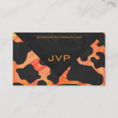 Oranje en zwart Zebra monogram Visitekaartje (Achterkant)