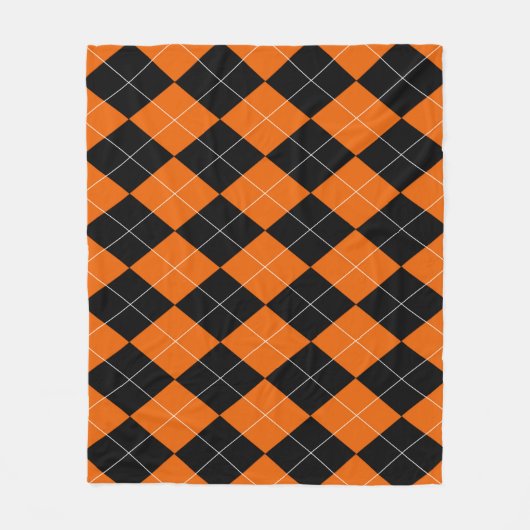 Oranje en zwarte Argyle Fleece Blanket Deken (Voorkant)