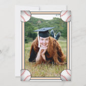 Oranje en zwarte Baseball Graduation Party Kaart (Achterkant)