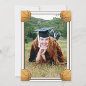 Oranje en zwarte Basketball Graduation Party Kaart (Achterkant)