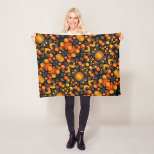Oranje en Zwarte Bollen Dekbed Fleece Deken