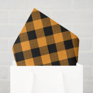 Oranje en Zwarte Buffalo Check Halloween Tissuepapier