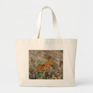 Oranje en zwarte Butterfly Grote Tote Bag