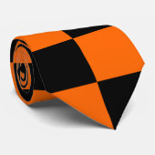 Oranje en zwarte cheques stropdas (Opgerold)