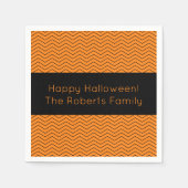 Oranje en zwarte chevron Halloween party servetten (Voorkant)