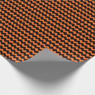 Oranje en zwarte Chevron Stripes Cadeaupapier