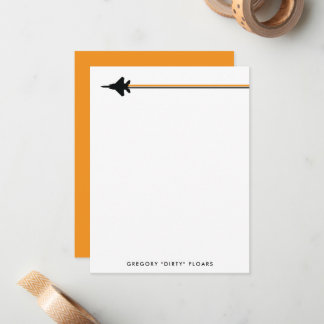 Oranje en zwarte F-15 persoonlijke briefpapier Notitiekaartje