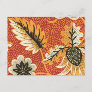 Oranje en zwarte Floral Briefkaart
