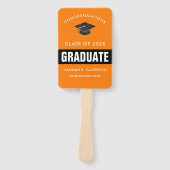 Oranje en zwarte foto-Afstuderen Handje Fan Handwaaier (Voorkant)