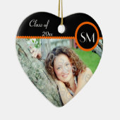 Oranje en zwarte foto-Afstuderen Keramisch Ornament (Rechts)