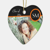 Oranje en zwarte foto-Afstuderen Keramisch Ornament (Links)