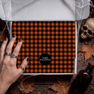 Oranje en Zwarte Gingham Plaid Rut Tissuepapier