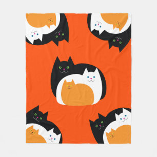 Oranje en zwarte katten fleece deken