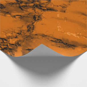 Oranje en Zwarte Marmeren Textuur Cadeaupapier