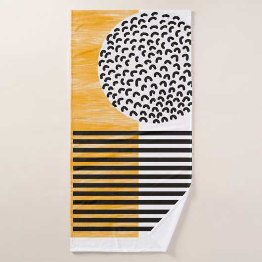 Oranje en zwarte middeneeuwse moderne kunst bad handdoek (Badhanddoek)