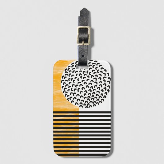 Oranje en zwarte middeneeuwse moderne kunst bagagelabel (Voorkant (verticaal))