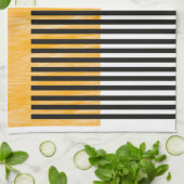 Oranje en zwarte middeneeuwse moderne kunst theedoek (Gevouwen)