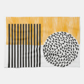 Oranje en zwarte middeneeuwse moderne kunst theedoek (Horizontaal)