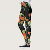 Oranje en zwarte papaver-Leggings Leggings (Links)