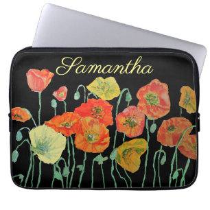 Oranje en zwarte papaver Oranje-laptop Laptop Sleeve