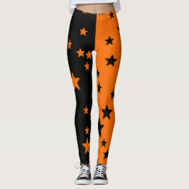 Oranje en zwarte Star-Leggings Leggings