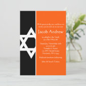 Oranje en zwarte ster van David Bar Mitzvah Kaart (Staand voorkant)