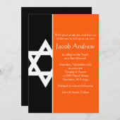 Oranje en zwarte ster van David Bar Mitzvah Kaart (Voorkant / Achterkant)