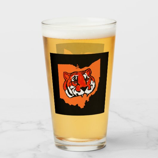 ORANJE EN ZWARTE STRIPEN GLAS (Voorkant gevuld)