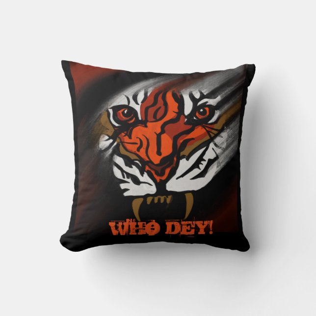 ORANJE EN ZWARTE STRIPEN KUSSEN (Voorkant)