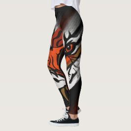 ORANJE EN ZWARTE STRIPEN LEGGINGS