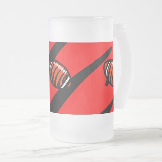 ORANJE EN ZWARTE STRIPEN MATGLAS BIERPUL (Voorkant rechts)