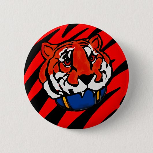 ORANJE EN ZWARTE STRIPEN RONDE BUTTON 5,7 CM (Voorkant)