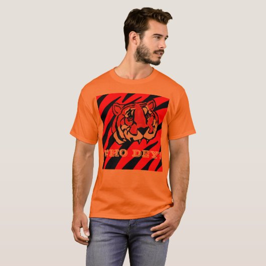 ORANJE EN ZWARTE STRIPEN T-SHIRT (Voorkant volledig)
