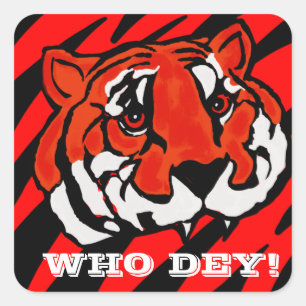 ORANJE EN ZWARTE STRIPEN VIERKANTE STICKER