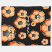 Oranje en zwarte voetbalhoes met spelersnaam fleece deken (Voorkant (Horizontaal))