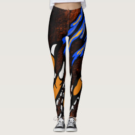ORANJE EN ZWARTE WETTEN LEGGINGS