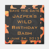 Oranje en Zwarte Zebra Monogram Magneet (Voorkant)