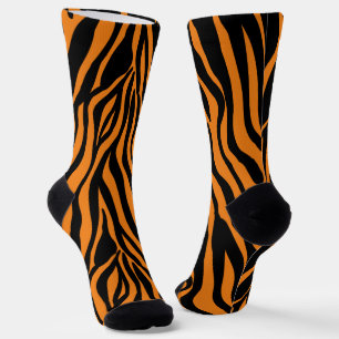 Oranje en zwarte Zebra streep Sokken