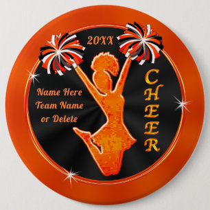 Oranje en zwarte zeep, Cheerleading Party Favors, Ronde Button 6,0 Cm