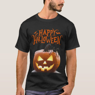 Oranje enge pompoen Happy Halloween T-shirt