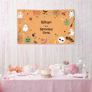 Oranje engelekind Eén Schattige Halloween 1e Verja Spandoek