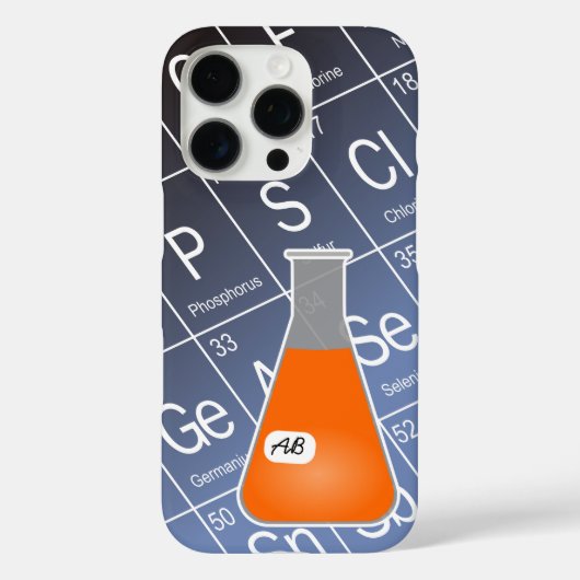 Oranje Erlenmeyer (met Initialen) Chemie Case-Mate iPhone Case (Achterkant)