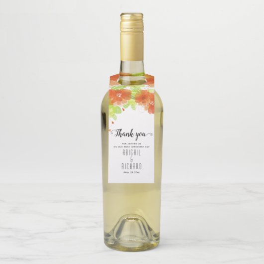 Oranje etherbloemen, bloederige bruiloft flessenhanger (Op fles)