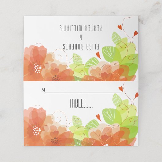 Oranje etherische bloemen bloemenbruiloft escort k (Buitenkant ongevouwen)