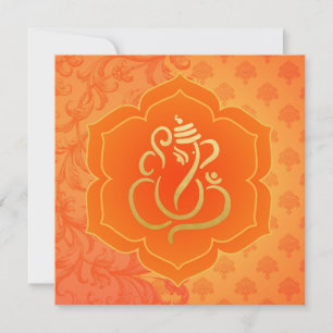 Oranje Etnische Damasvraag Gold Ganesh Indische br Kaart