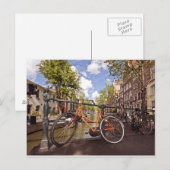Oranje fiets in Amsterdam Nederland Briefkaart (Voorkant / Achterkant)