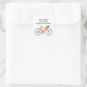 Oranje fiets op wit vierkante sticker (Tas)