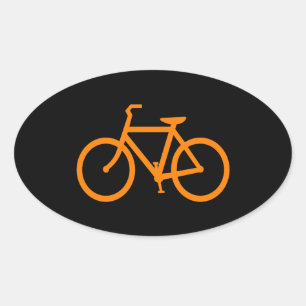 Oranje fiets ovale sticker